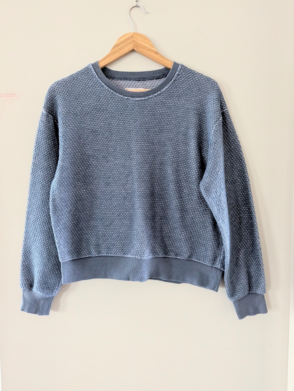 Marine Layer Navy Blue Birdseye Textured Pullover Sweater Large